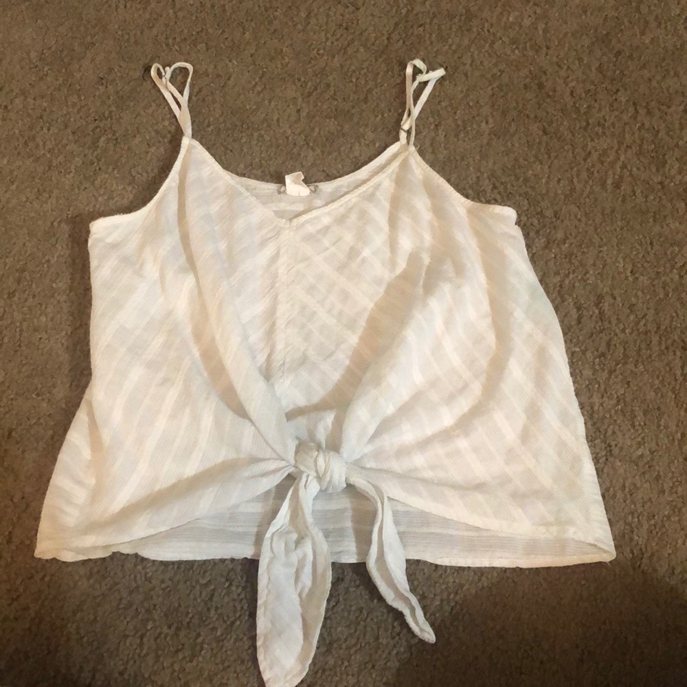 White front-tie tank top!